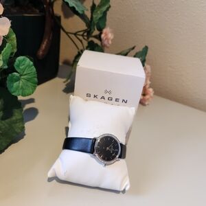 Skagen Black Leather Ladies' Watch
